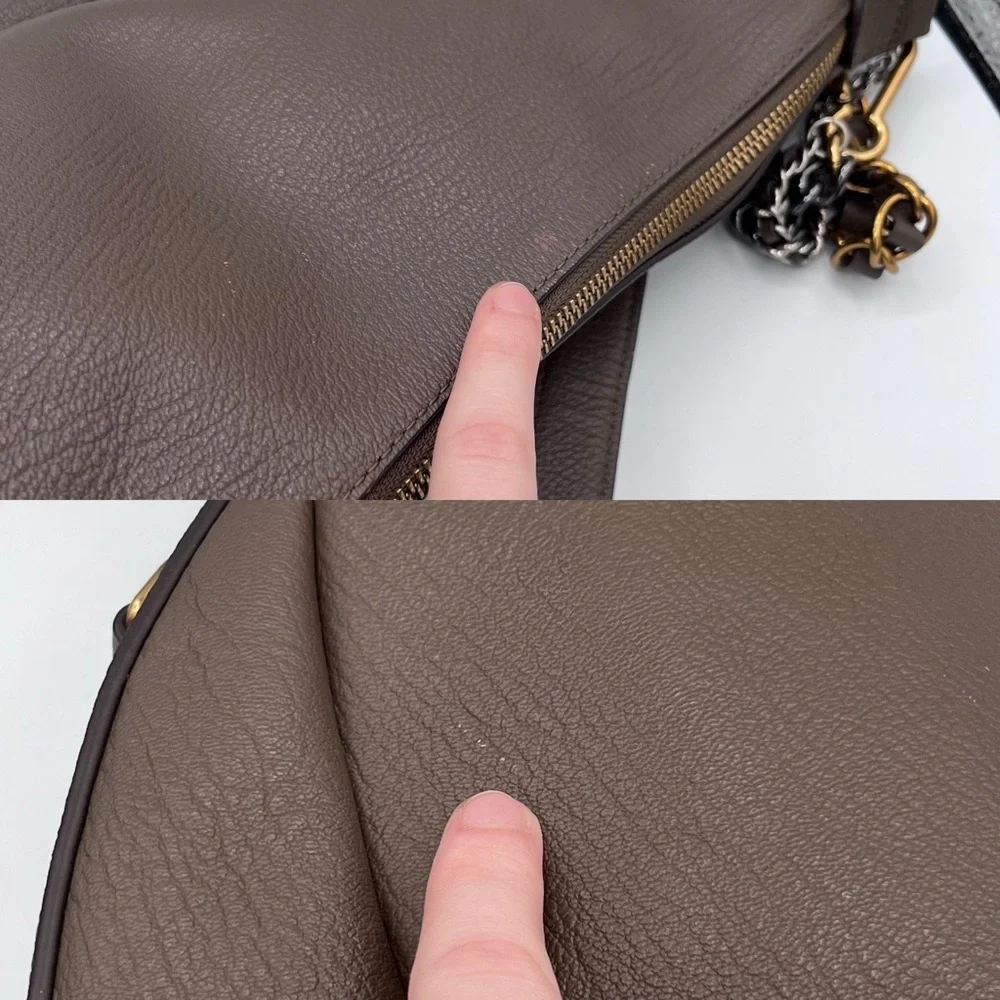 Marc Jacobs The Eclipse Mushroom Grey Pebbled Leather Crossbody Purse - Picture 10 of 11